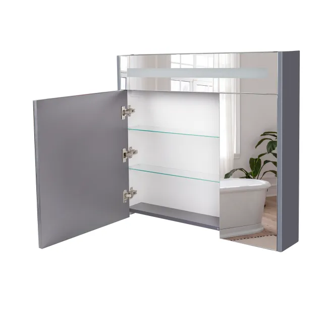 Зеркальный шкаф подвесной Qtap 800х730х145 Robin Graphite с LED-подсветкой