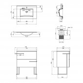 Комплект Qtap Taurus 700х800х437 Whitish oak тумба напольная + раковина врезная QT2471TNT703WO