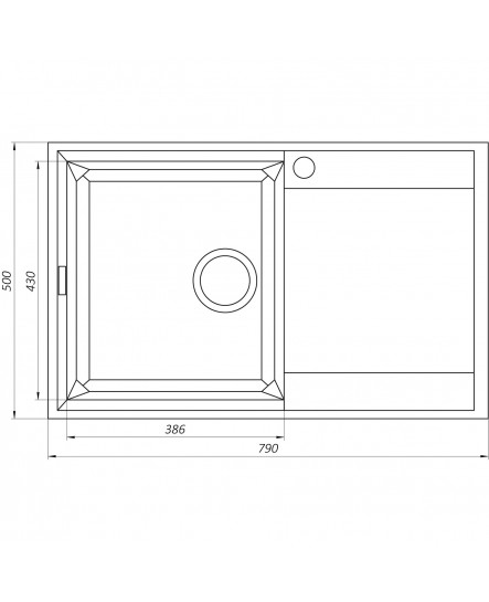 Гранитная мойка Globus Lux KOMO серый камень 790x500мм-А0005