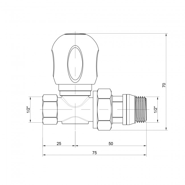 Кран радіаторний Icma 1/2" з антипротіканням прямий №1125