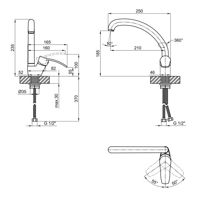 Смеситель для кухни Lidz (COL) 40 87 008F-3 2