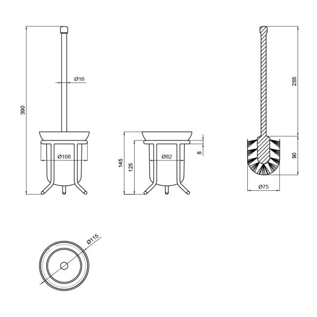 Йоржик для унітаза Lidz (CRG) 121.05.04 2