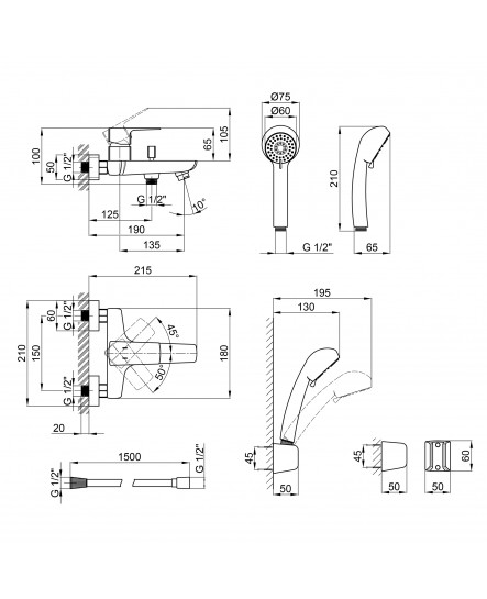 Смеситель для ванны Qtap Letel 3053104GC