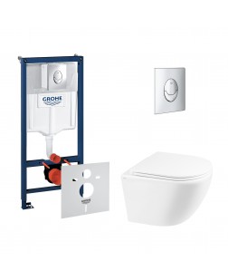 Набор инсталляция 4 в 1 Grohe Rapid SL 38721001 + унитаз с сиденьем Qtap Robin QT1333046ERW