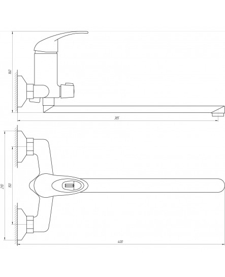 Смеситель для ванны Globus Lux Sena GLS-208