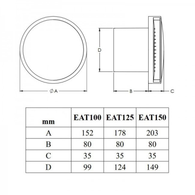 Вытяжной вентилятор Europlast E-extra EAT100 настенный, потолочный 2 Вытяжной вентилятор Europlast E-extra EAT100 настенный, потолочный 2