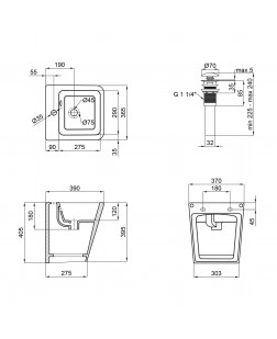 Раковина підвісна моноблок Qtap Tern 370х410х400 Matt black з донним клапаном QT1711G808MB