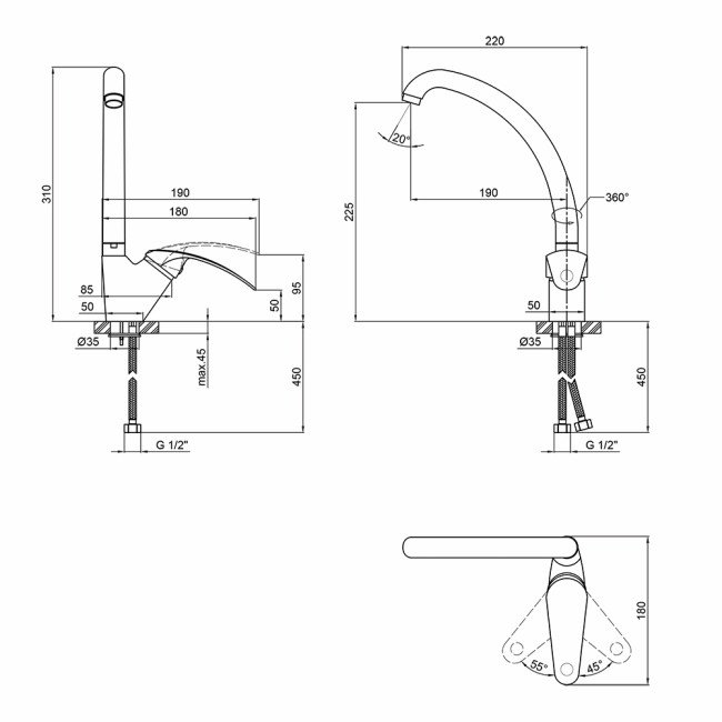 Смеситель для кухни Qtap Mars MIL 007 2