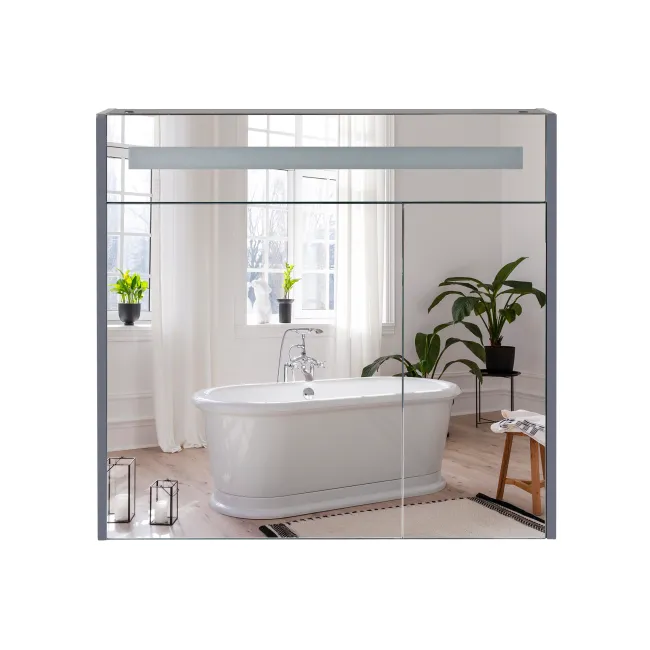 Зеркальный шкаф подвесной Qtap 800х730х145 Robin Graphite с LED-подсветкой
