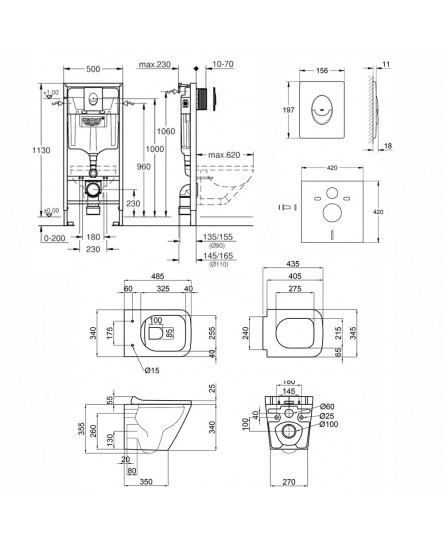 Набор инсталляция 4 в 1 Grohe Rapid SL 38722001 + унитаз с сиденьем Qtap Tern QT1733052ERW