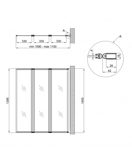 Штора на ванну Qtap Gemini WHI401114RP4 скло Pear 4 мм, 110x140 см