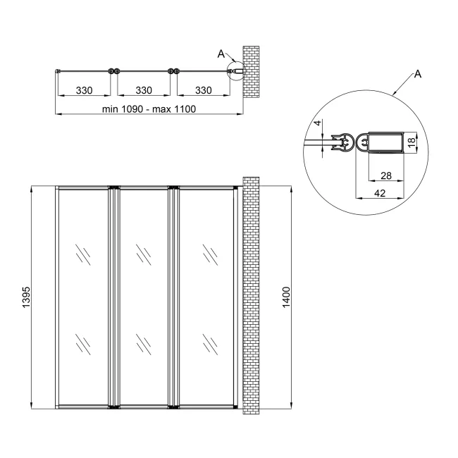 Штора на ванну Qtap Gemini WHI401114RP4 стекло Pear 4 мм, 110x140 см 2 Штора на ванну Qtap Gemini WHI401114RP4 стекло Pear 4 мм, 110x140 см 2