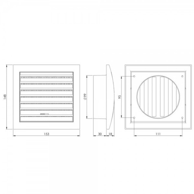 Вентиляционная нерегулируемая решетка Europlast ND10A 2