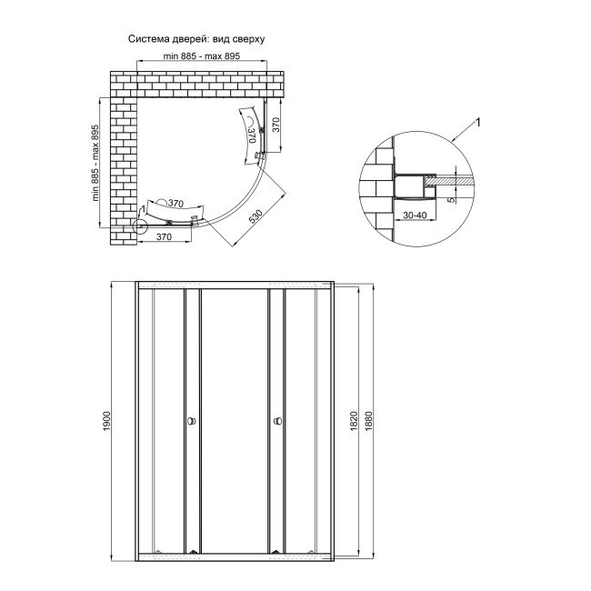Душевая кабина Qtap Presto New CRM1099AC5 1900х900х900 мм, стекло Clear, без поддона 2