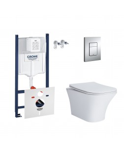 Набір інсталяція 4 в 1 Grohe Rapid SL 3884000G + унітаз з сидінням Qtap Presto QT24332615EW