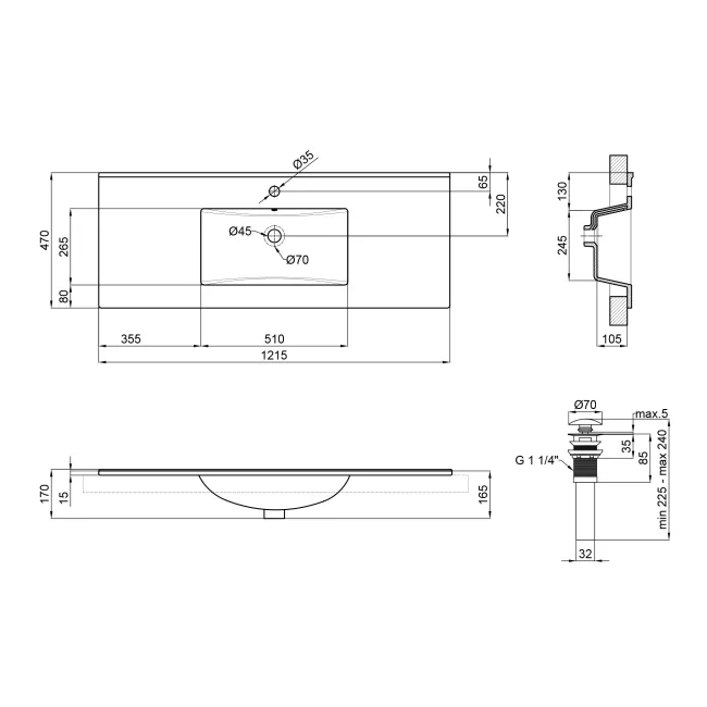 Раковина Qtap Albatross E 1200х460х180 White с донным клапаном QT01119120EW 2 Раковина Qtap Albatross E 1200х460х180 White с донным клапаном QT01119120EW 2