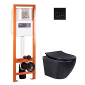 Набір Qtap інсталяція 4 в 1 з панеллю змиву Nest (QT0233M370 + QT0211P01V1178MB) + унітаз з сидінням Robin QT1333046ERMB