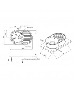 Кухонна мийка Lidz 780x500/200 GRA-09 (LIDZGRA09780500200)