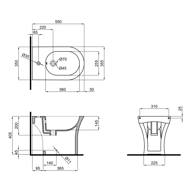 Биде напольное Qtap Presto 540х340х400 White QT24441217C 2 Биде напольное Qtap Presto 540х340х400 White QT24441217C 2