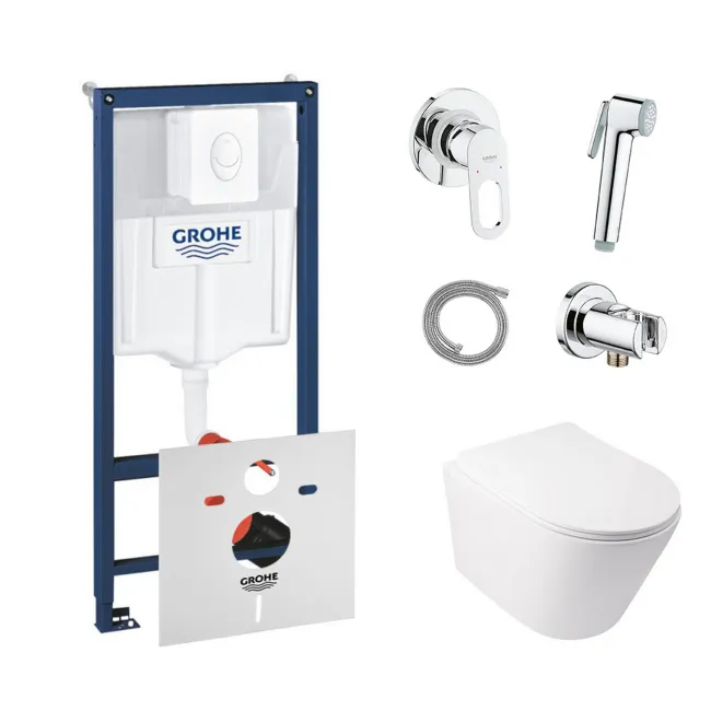 Комплект инсталляция Grohe Rapid SL 38722001 + унитаз с сиденьем Qtap Swan QT16335178W + набор для гигиенического душа со смесителем Grohe BauLoop 111042 Комплект инсталляция Grohe Rapid SL 38722001 + унитаз с сиденьем Qtap Swan QT16335178W + набор для гигиенического душа со смесителем Grohe BauLoop 111042