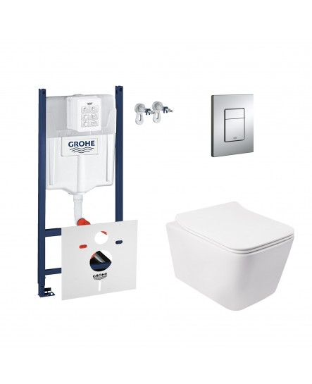 Набор инсталляция 4 в 1 Grohe Rapid SL 3884000G + унитаз с сиденьем Qtap Crow QT05335170W