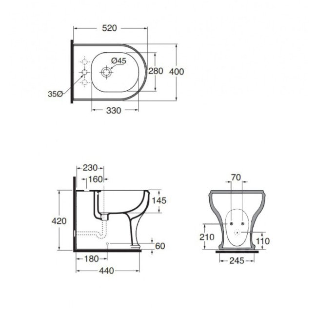 Биде напольное Azzurra Charme CHA500B1 2