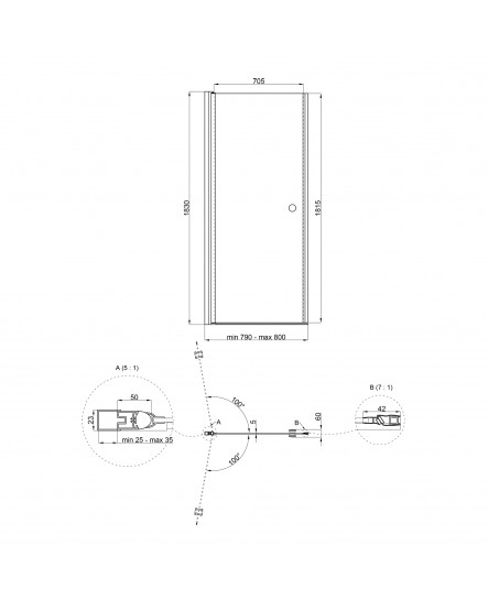 Душові двері в нішу Qtap Presto CRM208.P5 80х185 см, скло Pear 5 мм