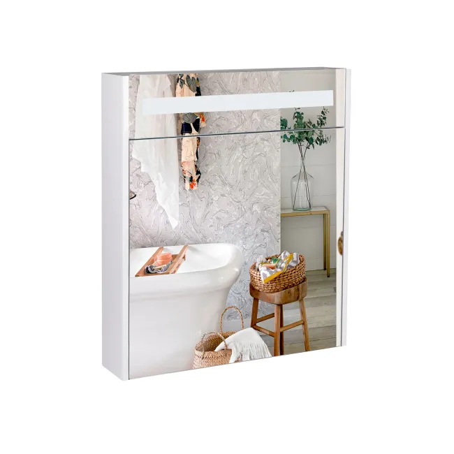 Зеркальный шкаф подвесной Qtap Robin 600х730х145 White с LED-подсветкой QT1377ZP6001W Зеркальный шкаф подвесной Qtap Robin 600х730х145 White с LED-подсветкой QT1377ZP6001W