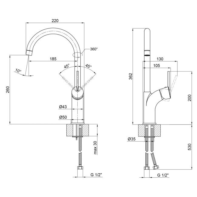 Смеситель для кухни Qtap Kuchyne 90102UC 2