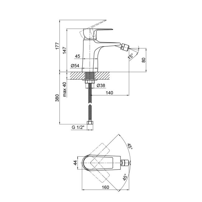 Смеситель для биде Qtap Svitava 2011107C 2