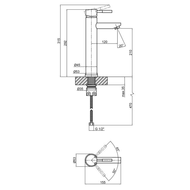 Змішувач для раковини Lidz (NKS) 12 32 001F-1 2