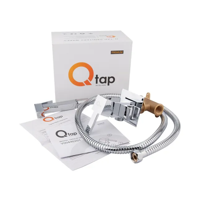 Комплект Qtap инсталляция Nest M425-M06CRM + унитаз с сиденьем Crow QT05335170W + набор для гигиенического душа со смесителем Inspai-Varius CRM 201