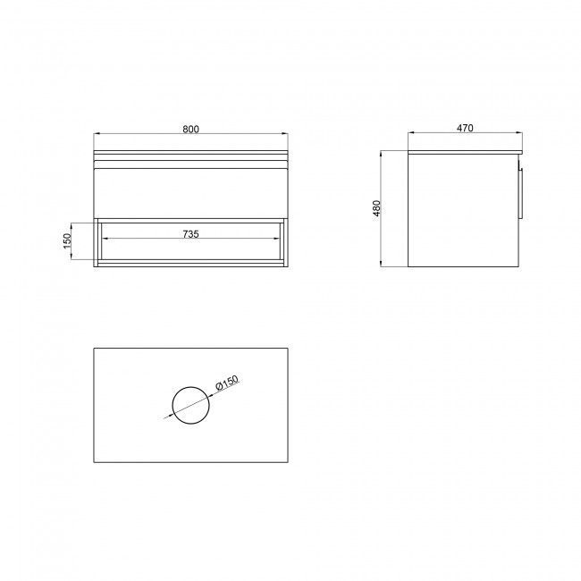 Тумба подвесная Qtap Robin 800х476х437 Graphite/Whitish oak со столешницей QT1379TPН8002GWO