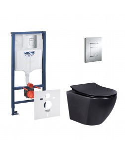 Набор инсталляция 4 в 1 Grohe Rapid SL 38772001 + унитаз с сиденьем Qtap Robin QT1333046ERMB