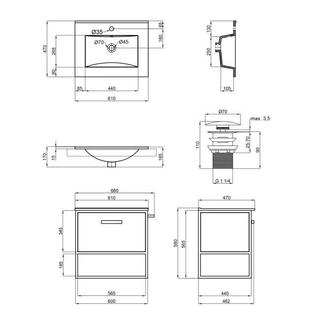 Комплект Qtap Taurus 600х580х437 White/Whitish oak тумба підвісна + раковина урізна QT2472TPT603WWO 2 Комплект Qtap Taurus 600х580х437 White/Whitish oak тумба підвісна + раковина урізна QT2472TPT603WWO 2