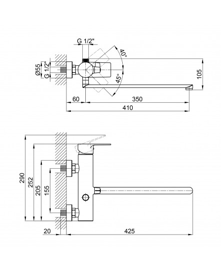 Смеситель для ванны Qtap Stenava 3245102FC