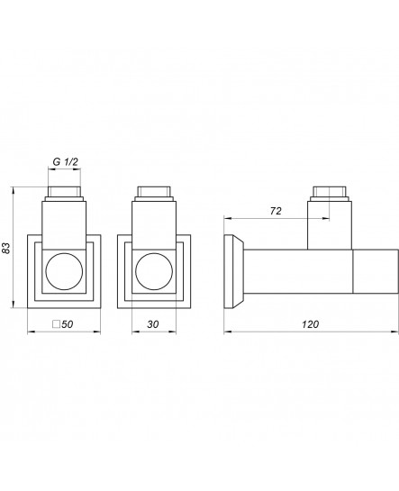 Набор Угловой кран полуоборотный с американкой SOLOMON LUX 1/2" CUBE CHROM 8888 (2шт.)