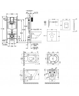 Набір інсталяція 4 в 1 Grohe Rapid SL 3884000G + унітаз з сидінням Qtap Aries QT0333063ERW