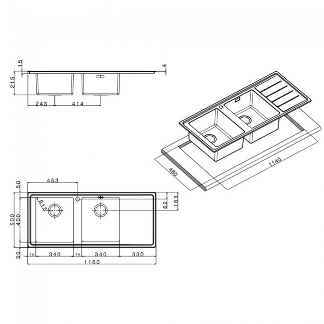 Кухонная мойка Apell Linear Plus LNP1162FLBC Brushed