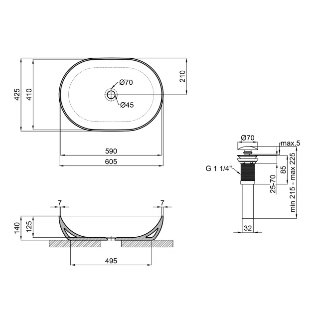 Раковина-чаша Qtap Cardinal 600х400х145 White с донным клапаном QT04117060IW 2 Раковина-чаша Qtap Cardinal 600х400х145 White с донным клапаном QT04117060IW 2