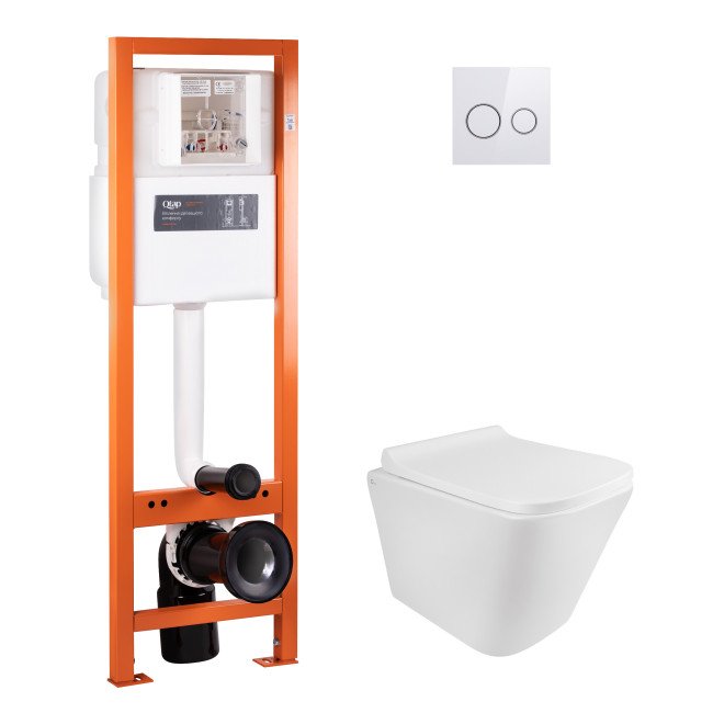 Набір Qtap інсталяція 4 в 1 з панеллю змиву Nest (QT0233M370 + QT0211P01V1176W) + унітаз з сидінням Tern QT1733052ERW