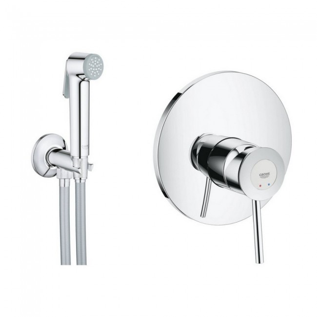 Комплект інсталяція Grohe Rapid SL 38721001 + унітаз з сидінням Qtap Jay QT07335176W + набір для гігієнічного душу зі змішувачем Grohe BauClassic 2904800S