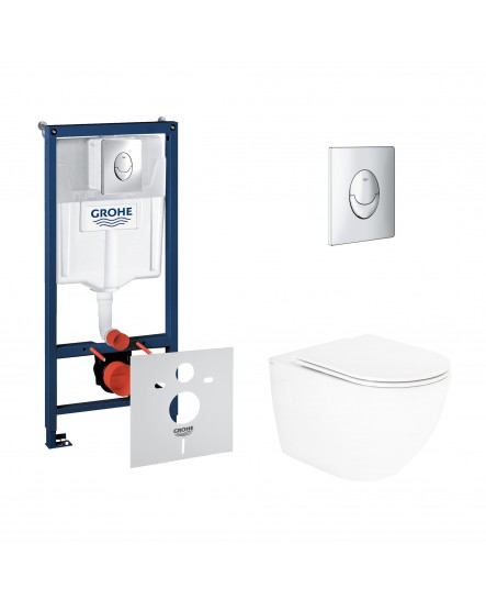 Набор инсталляция 4 в 1 Grohe Rapid SL 38721001 + унитаз с сиденьем Qtap Robin QT13332141ERW