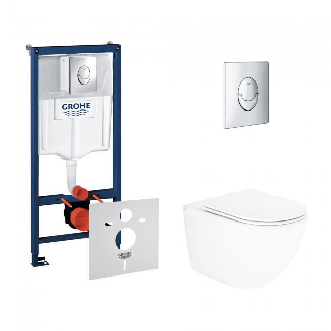 Набор инсталляция 4 в 1 Grohe Rapid SL 38721001 + унитаз с сиденьем Qtap Robin QT13332141ERW