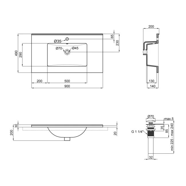 Раковина Qtap Albatross E49 900х490х200 White с донным клапаном QT01119090E49W 2 Раковина Qtap Albatross E49 900х490х200 White с донным клапаном QT01119090E49W 2