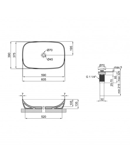 Раковина-чаша Qtap Cardinal 600х380х140 White з донним клапаном QT04117060TW