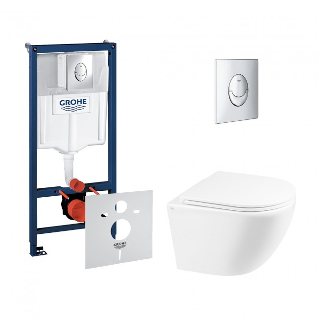 Набор инсталляция 4 в 1 Grohe Rapid SL 38721001 + унитаз с сиденьем Qtap Robin QT1333046ENRW