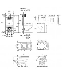 Набор инсталляция 4 в 1 Grohe Rapid SL 3884000G + унитаз с сиденьем Qtap Scorpio QT1433053ERW