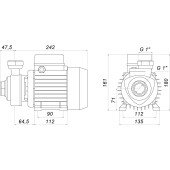 Вихревой насос KF-3 0,55 кВт SAER (3,0 м3/час, 62 м) однофазный Вихревой насос KF-3 0,55 кВт SAER (3,0 м3/час, 62 м) однофазный
