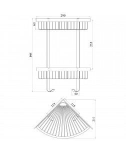 Полка подвійна кутова TOPAZ TKB-4115-2-BL